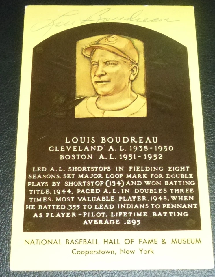 Lou Boudreau Signed Hall of Fame Postcard PSA/DNA COA Yellow HOF Plaque Auto'd - Image 2 of 4