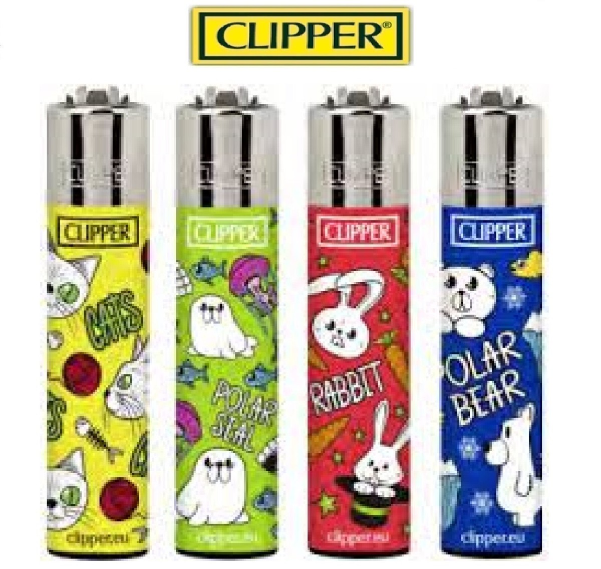 4 x Clipper Lighters ZOO PARTY No.4 Design Full Size