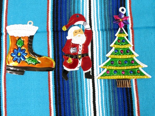 3 Pack Mexican Christmas Tin Ornaments - Picture 3 of 7