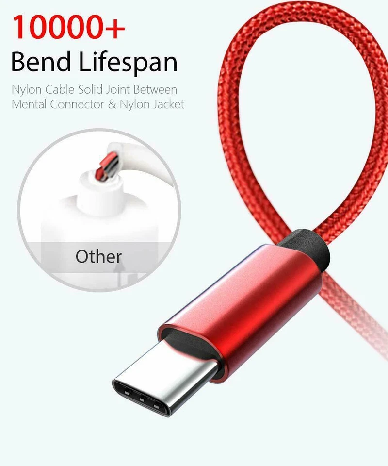 PACK de 2 cables de carga cargador USB-C tipo C para Samsung Galaxy S9 S10+ Note 8 9 Foto 4 de 4