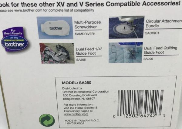  Brother SA280 SA 280 Felting Needle Attachment for XV/V Series Machines