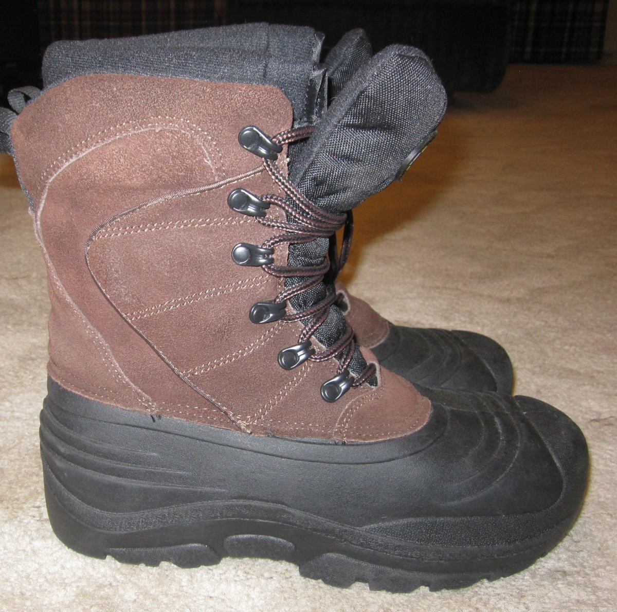 NEW QUEST MENS PAC WINTER THERMAL LACE-UP BOOTS BLACK BROWN  display picture 1