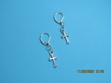 CROSS-LEVERBACK-BOHO EARRINGS-HANDMADE-GREAT GIFT