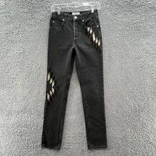 Isabel Marant Etoile Jeans Women FR 36 27X30 Gray Aztec Embroidered Slim Ankle