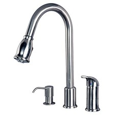 Single Handle Pull-Down Kitchen Faucet with Soap Dispense Stainless Steel Finish