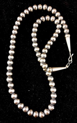 Southwestern 5mm Sterling Silver Pearls 20'' Hook & Eye Cone Necklace