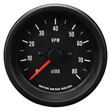 VD 85mm 3-3/8" Electrical Tachometer 8000 RPM White LED Gasoline Black Bezel