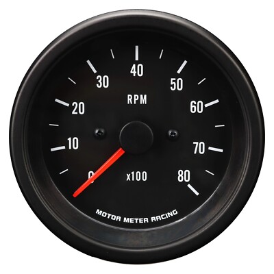 VD 85mm 3-3/8'' Electrical Tachometer 8000 RPM White LED Gasoline Black Bezel