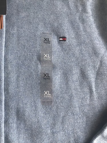 TOMMY HILFIGER Cardigan Jumper Sweater Men Full Zip Size XL New W Tags Pale Blue - Picture 3 of 8