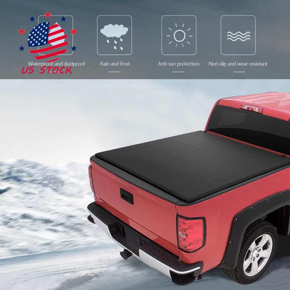 Soft Roll Up Tonneau Cover For 2015-2021 Colorado GMC Canyon Crew Cab 5ft Bed Foto 4 de 4