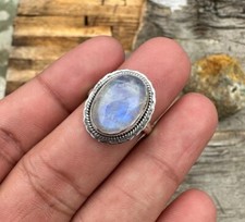 Natural Moonstone Ring Handmade Jewelry Ring 925 Sterling Silver Ring