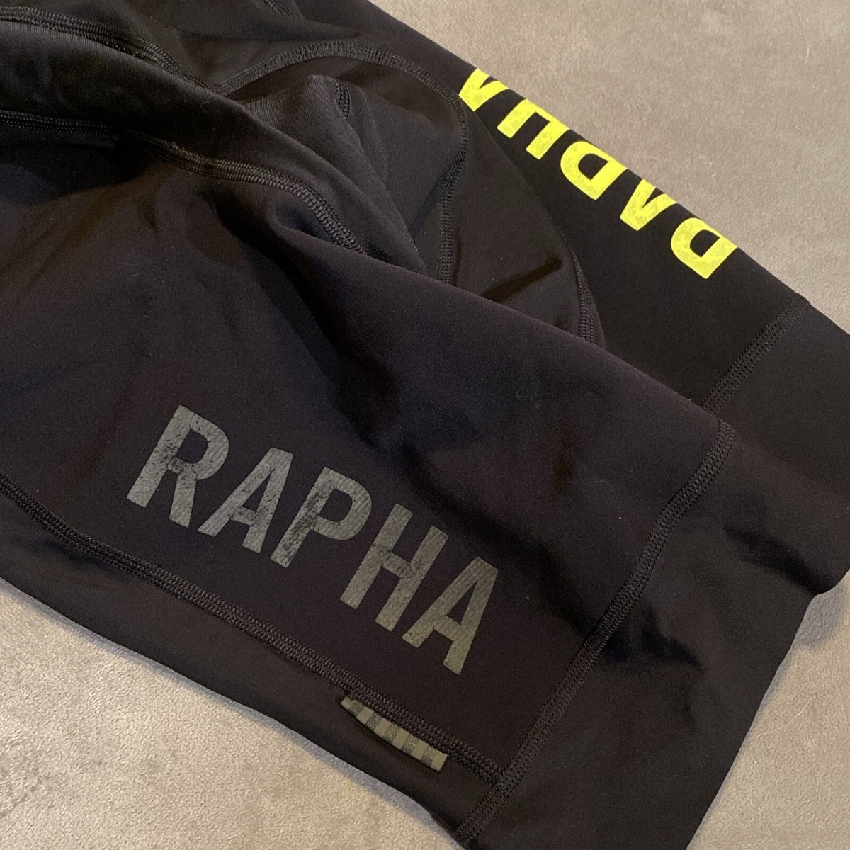 Rapha Pro Team Winter Cycling Bib Shorts Medium M Black Yellow