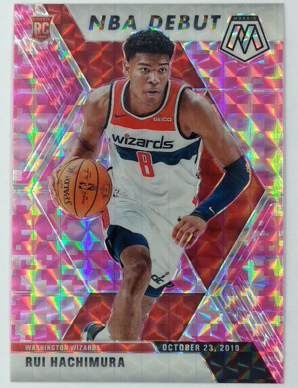 2019-20 Panini Mosaic Pink Camo Prizm Rui Hachimura Rookie RC #275, Wizards