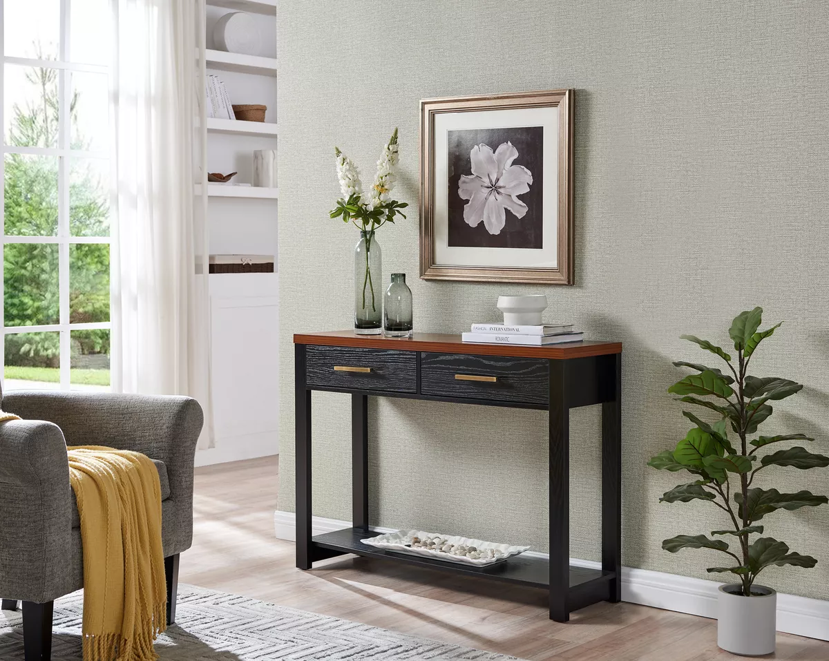 Walnut and outlet black console table