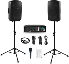 PRORECK MX10 PA System Powered Bluetooth 1600W 10'' Mixer & Passive DJ Speaker