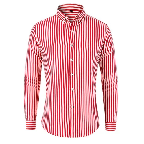Men's Dress Shirts Long Sleeves Formal Business Striped Casual Slim Shirts Tops - Picture 6 of 22