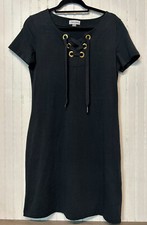 Calvin Klein Dress Womens Medium Black Short Sleeve Knee Length Shirt Dress Top