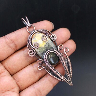Bumble Bee Jasper Pendant Copper Wire Wrapped Pendant Jewelry Anniversary Gift