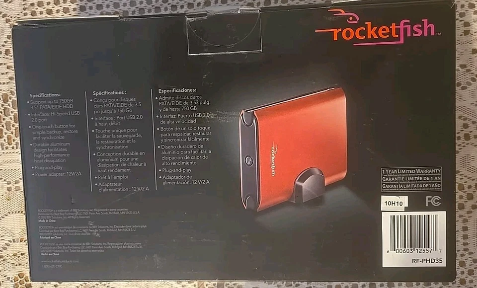 New Rocketfish RF-PHD35 PATA/ EIDE HDD Hard Drive Enclosure Kit USB 3.5" Red - Image 2 of 4