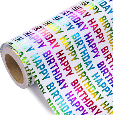 Happy Birthday Wrapping Paper Roll - Mini Roll - 17 Inch X 33 Feet - Colorful Fo