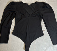 HTF NWOT 78 Free People VaVaVoop Bodysuit Long Sleeve Womens Sz M Black