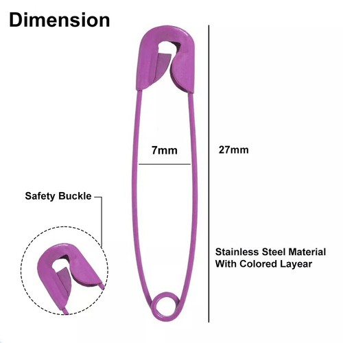 Coloured Safety Pins Size 27mm 40Pcs to 1000Pcs Per Pack in 7 Colour Options - Picture 5 of 22