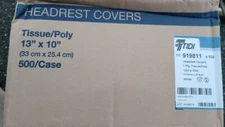 Tidi Dental Headrest Covers 13"x10" 1PLY Tissue/Poly Case Of 500 White