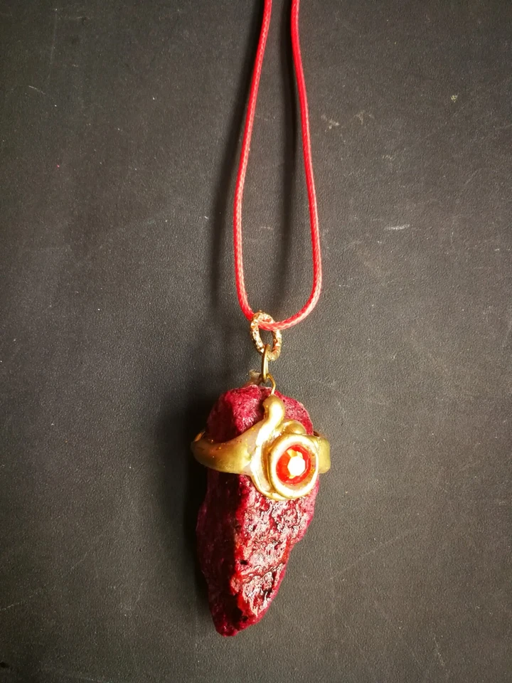 Uncut Gemstone Pendant Spirit Blood Vampire Blessing Spell Amulet Raw Stone Red - Image 2 of 4