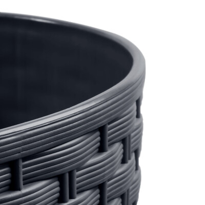 Zanvic Vaso Rotondo In Plastica Effetto Ratan – Per Esterno/Interno, Con Inserti, Capacità 8 Litri, Colore Ocra Scuro - 6