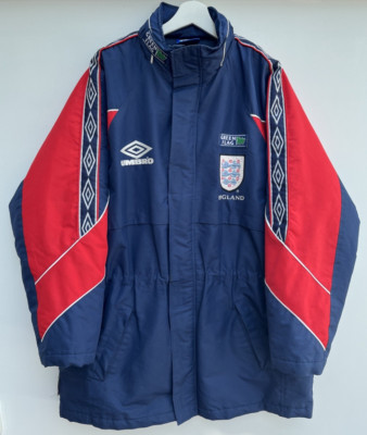 Vintage England Football Managers Jacket Umbro Blue 90s Training