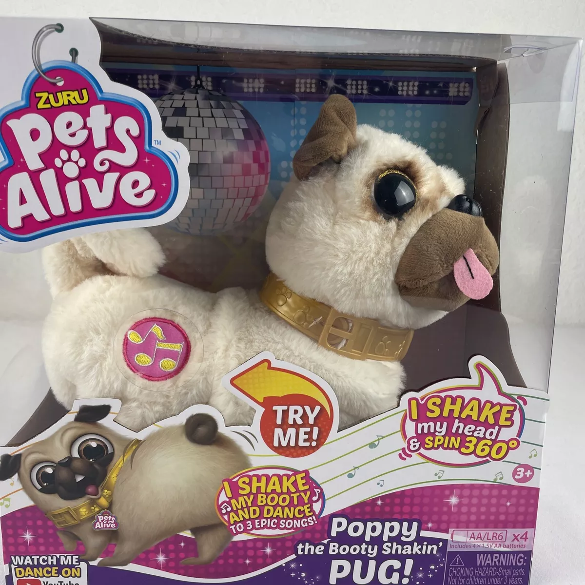 Pets Alive Poppy The Booty Shakin Pug Dog Dancing Robotic Toy ZURU