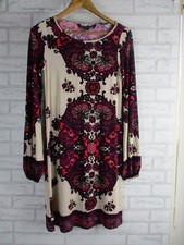 Charlie Brown womens penicl dress beige purple floral print 10 long sleeve