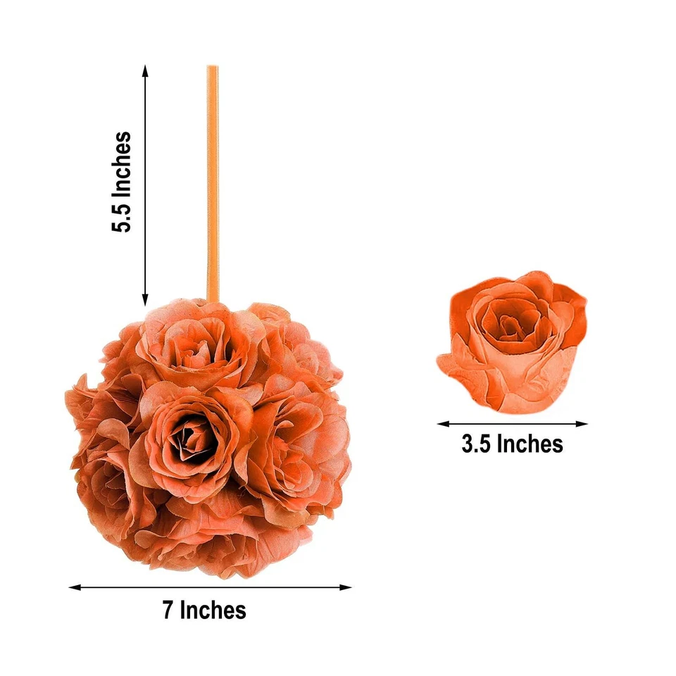2 TERRACOTTA 7" Silk Roses Flowers Kissing Balls Wedding Events Centerpieces - Image 4 of 4