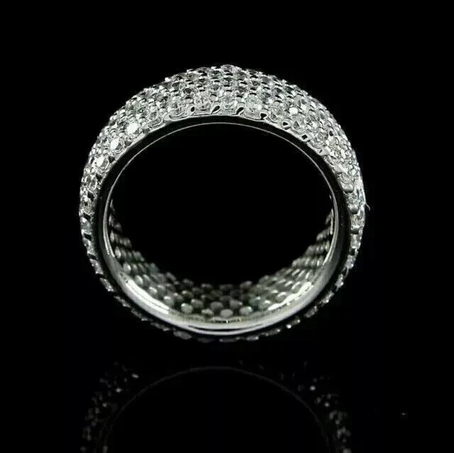 Anel masculino de aliança de casamento eternidade 2 quilates folheado a ouro branco 14K diamante criado - Imagem 2 de 4