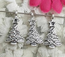 Free Ship 80 pcs Antique silver christmas tree charms 20x11mm H-3590