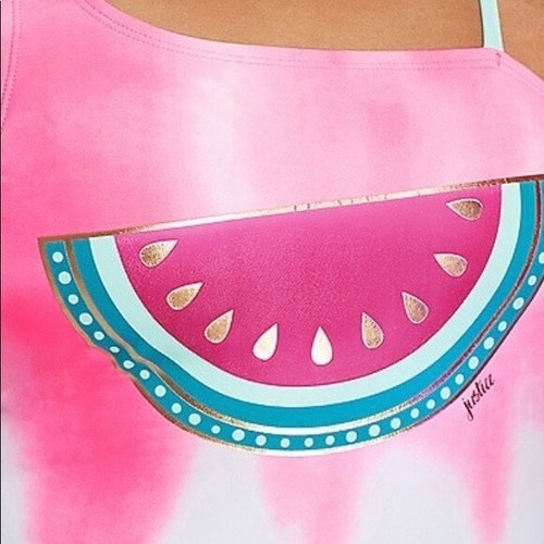 JUSTICE Girls Swimsuit Watermelon Tie Dye Color Changing One Piece Sz 7 M NWT - Picture 3 of 4