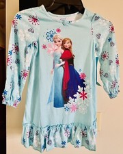 NWT Disney Collection Frozen Elsa Anna Girl Night Gown Long Sleeves 9/10