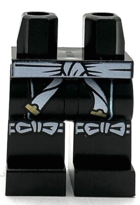 Lego New Minifig Black Pants Legs with White Sash and Bows on Knees Part
