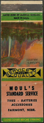 GAS STATION vintage ~ MOUL S STANDARD SERVICE ~ matchcover FAIRMONT, NE nebraska