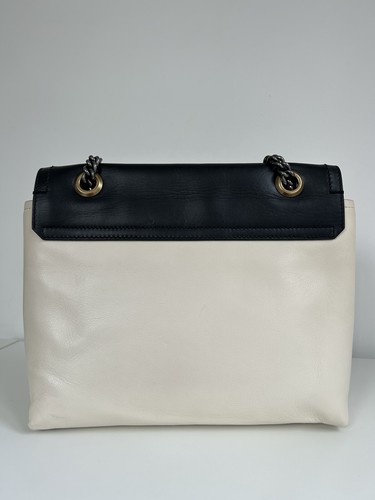 Autentica borsa a tracolla Lanvin Happy in pelle nera panna - Foto 7 di 13