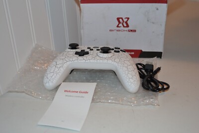 Binbok EBO Game Controller Model: X02 with Charging Cord - White, Cracked Look