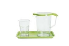 Harfield Polycarbonate Plastic Bedside Locker Set 750ml Jug Tumbler Tray HQ