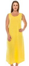 Travel Knit Dress, long A-Line Tank, Stretchy NO-IRON poly/span. Yellow, 700
