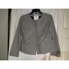 Liz Claiborne Black White Houndstooth Pattern Blazer Professional Jacket S NWT