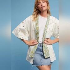 Anthropologie Floreat Structured Lace Kimono One Size Boho Chic