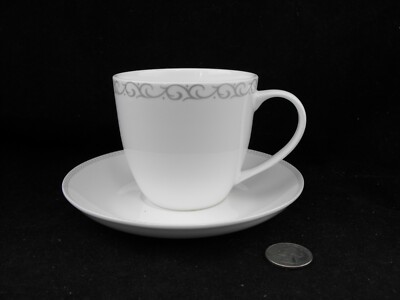 ELEGANCE SILVER CASHMERE MAXWELL AND WILLIAMS BONE CHINA TEA CUP AND SAUCER