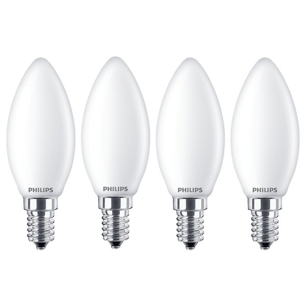 4 X Philips Led Lampen Kerzen 4,3W = 40W E14 Matt 470Lm Neutral Kaltweiß 4000K-image