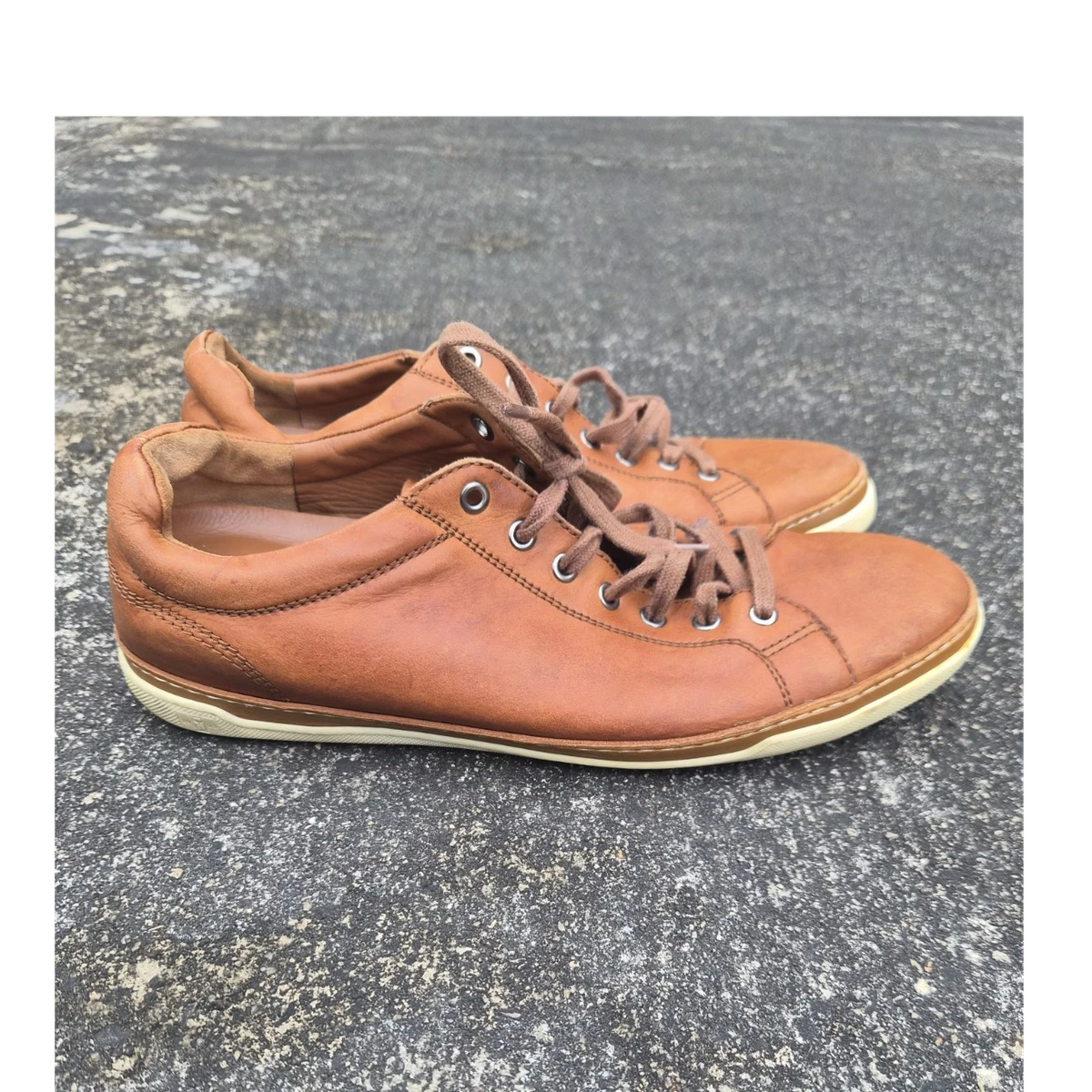 Allen Edmonds Chestnut Brown Leather Derby Sneakers with White Sole Men main image 2