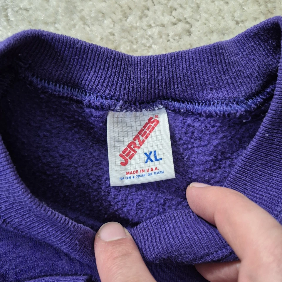 Винтажный JERZEES пустой Crewneck толстовка мужская XL тонкий фиолетовый США 90-х Y2K папа - Изображение 4 из 4