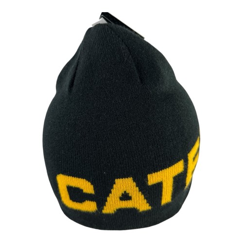 Caterpillar Mens CAT Logo Knit Beanie Reversible Black & Yellow One Size NWT - Picture 5 of 6